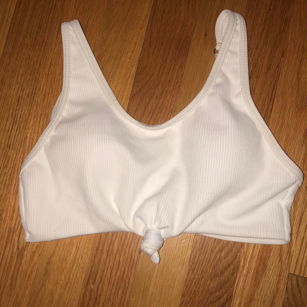 RIBBED TIE FRONT BIKINI TOP